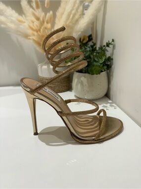 Steve Madden Metallic Gold Spiral Strap Stiletto Sandal